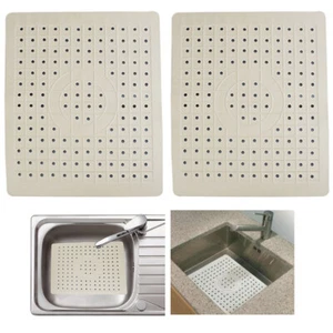 2 Pack Kitchen Sink Mat Drain Pad Protector 10" x 12" Non-Slip Rubber Durable - Picture 1 of 1