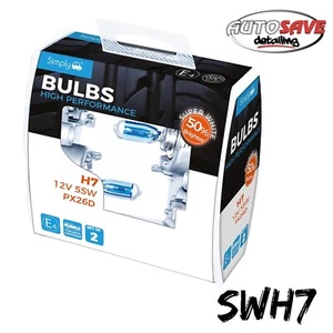 H7 Xenon Super White Bright 50% Brighter Headlight Bulbs simply - Picture 1 of 2