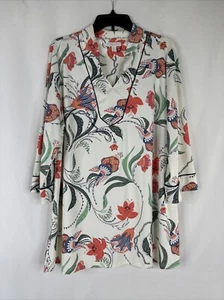 Charter Club Floral Print Tunic Top Womens Plus Size 2X White 3/4 Sleeve BOHO - Picture 1 of 16