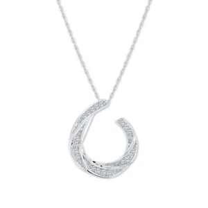 Open Circle Necklace 1/8 CT Natural Diamonds 925 Sterling Silver Dainty Jewelry - Imagen 1 de 4