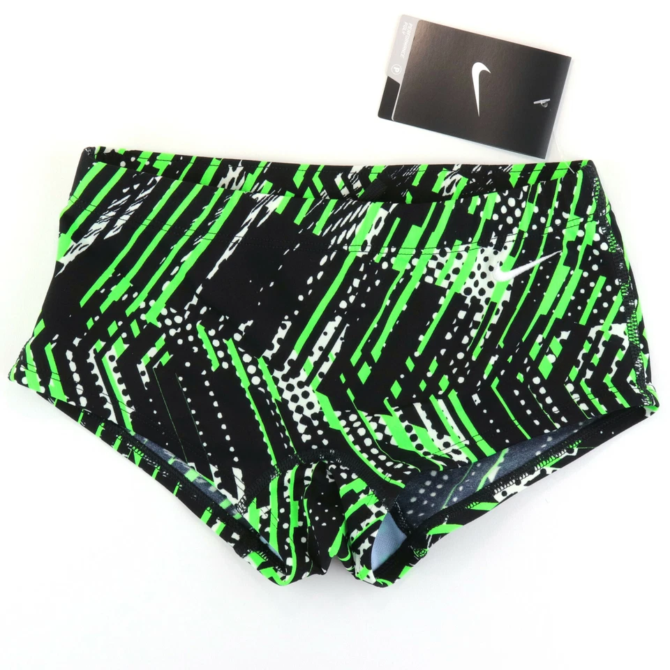 Nike Swimwear Mens 26 Small NESS7032 Swim Trunks Shark Mod Brief Green Black
