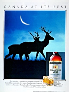 Canadian Mist Elk In The Moonlight Vintage 1989 Original Print Ad 8.5 x 11" - Picture 1 of 3