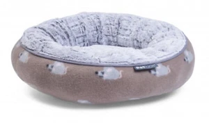 Cama Donut Gato Ratón Enojado Suave Imitación Piel Antideslizante Gatito Ropa de Cama Cara de Mascota 17.5" - Imagen 1 de 3