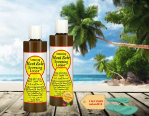 LOT OF TWO - Maui Babe Browning Lotion 8oz Natural Fast Dark Tanning Lotion New