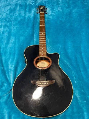 Black Yamaha APX-4A Acoustic Electric Guitar Missing 1 String - Image 1 of 4