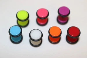 7er SET Fake Plug NEON Farben Tunnel Acryl Cheater + O - ring Gummi Rubber Ø 9mm - Bild 1 von 1