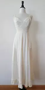 Anthropologie Midi Dress New Size Large XL Bow White Romantic Wedding Crochet - Picture 1 of 7