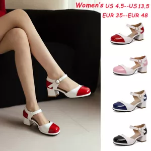 Cosplay Big Size Block Heels D'orsay Drag Queen Costume LGBTQ Lady Shoes 35-48 - Picture 1 of 66