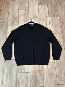 Brooks Brothers V Neck XL Black Sweater Mens 100% Pure Cashmere $298 Retail - Picture 1 of 9