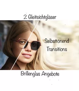 2 Gleitsichtgläser Selbsttönend PREMIUM Braun oder Grau inkl.Einschliff Index1.6 - Bild 1 von 1