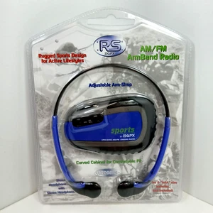 GPX RS Sports AM/FM Armband Jogging Radio & Stereo Headphones A2098RS Black/Blue - Picture 1 of 4