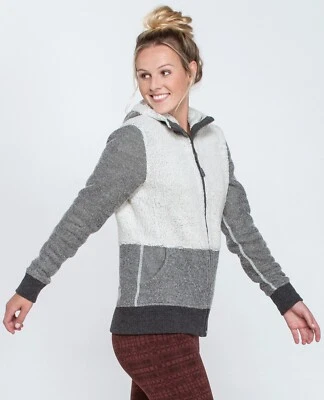 Moletom com capuz Toad Co feminino tamanho S madeira selvagem sherpa cinza zíper completo bolsos forrado de lã - Imagem 1 de 4