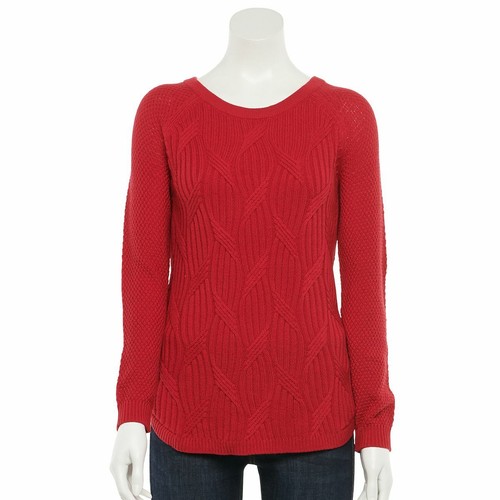 Sonoma Goods For Life Trellis Raglan Sleeve Womens Sweater Red Size L 