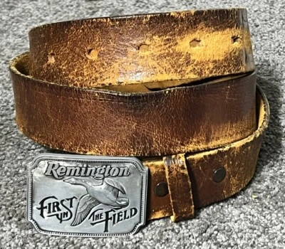 Cinto e fivela Remington First in The Field Canada Goose vintage década de 1980 Sid Bell - Imagem 1 de 4