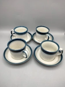 Wedgwood Blue Pacific Cup & Saucers England 4 Sets Teacup Tea Cups COFFEE MUGS - Picture 1 of 7
