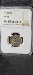 1950 D Jefferson Nickel - NGC MS66 5 Full Steps - Picture 1 of 2