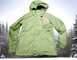VOLCOM THERMONITE 8K HOODED SKI JACKET in Womens Small Light Lime/White Pattern - Picture 1 of 13