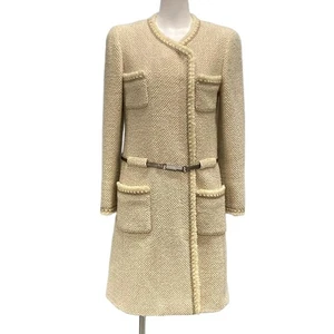 Auth CHANEL - P16510 Cream Beige [Outer material] wool, silk Women's Coat - Picture 1 of 11