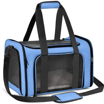 Katzentransportbox Hundetransport Tasche faltbar  Haustier Tasche Blau - Bild 1 von 2