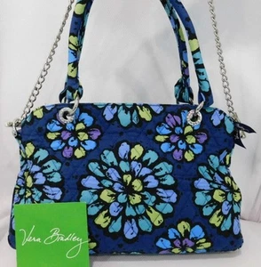 Neu Vera Bradley Handtasche mit Opt Kettenriemen Crossbody Indigo Pop marineblau geblümt - Bild 1 von 9