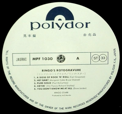 RINGO STARR "Rotogravure" 1981 Japan white label PROMO Lp w/obi/lyrics BEATLES - Imagem 1 de 4