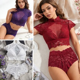 Women's Sexy Lingerie Lace Babydoll Bra Thong Set Sleepwear Underwear Nightwear
