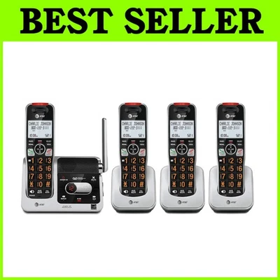 Silver/Black Cordless Phone Set with Caller ID Announcer - Imagem 1 de 4