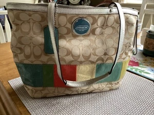 Coach Khaki Logo Color Block Diaper Bag Signature C Pattern - Picture 1 of 12