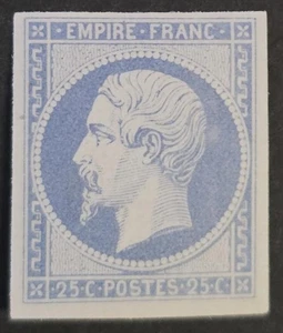 FRANKREICH 1852 postfrisch NH 25 C Fliederblau IMPERF Yvert #10 CV 5650 € SIGNIERT SCHELLER ss - Bild 1 von 2