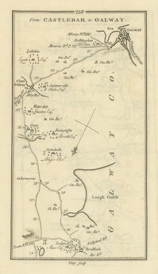 #218 Castlebar to Galway by Headford… Claregalway. TAYLOR/SKINNER 1778 old map - Image 1 of 2