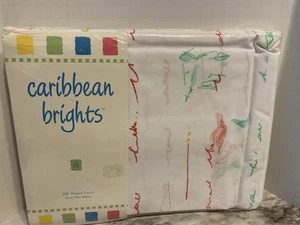 CARIBBEAN BRIGHTS ~ Vintage Twin Flat Sheet ~ Banana Bay Print ~ NEW in package - Picture 1 of 5