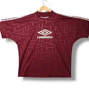 Vintage Umbro T-shirt Mens XL Burgundy Football Pro Training Jersey 90s - Picture 1 of 14