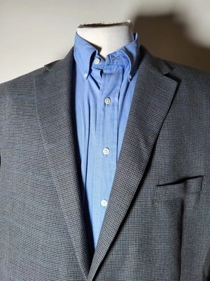 50R Ralph Lauren Blue Gray 4-SEASONS Tweed Tooth Check Sport Coat Blazer Jacket - Image 1 of 4