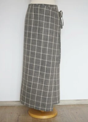 Ivan Grundahl Linea S Checked Wrap Up Linen Viscose Maxi Skirt, Size:36 Foto 1 de 4