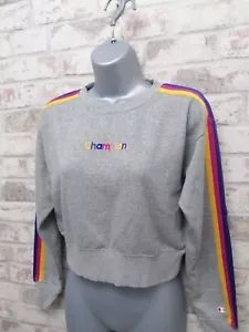 Champion Crop Sweatshirt Rainbow Logo & Detail Size Small. - Picture 1 of 10