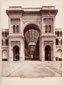 1885 Italia MILANO Arco delia Galeria Vittorio Emanuele Mengoni Foto TAMAÑO GRANDE - Imagen 1 de 2
