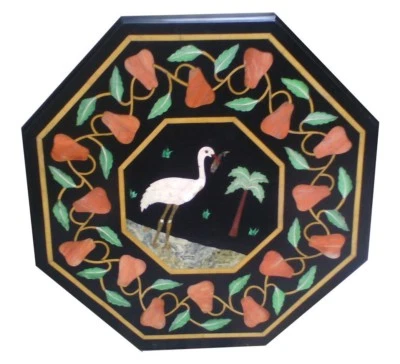 18" Marble Table Top Inlay Pietra Dura Handicraft Work Home And Garden Decor - Image 1 of 4