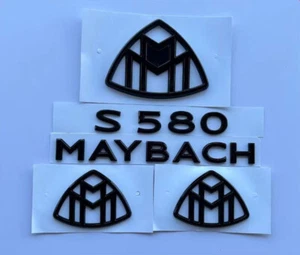 Gloss Black S580 Maybach set Fender Rear Trunk Emblems Badge For Mercedes Benz - Picture 1 of 5