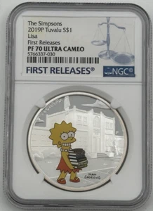 2019 The Simpsons LISA Simpson Proof $1 1oz Silver COIN NGC PF 70-SC - Picture 1 of 2
