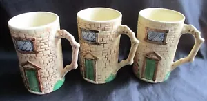 VINTAGE SYLVAC STAFFORDSHIRE ENGLAND COTTAGE CROFT WARE MUGS SET 3 - Picture 1 of 7