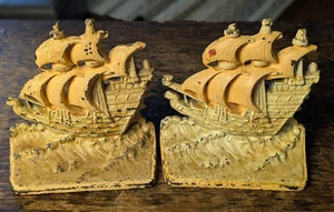 De Colección Par de Sujetalibros Cortalibros de Hierro Fundido Navegación Náutica Chippy Juego Envejecido - Imagen 1 de 6