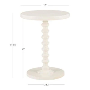 Linon Home Decor Pedestal End Table 22.25" H X 17" W, Wood Frame In Off-White - Picture 1 of 5