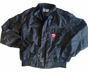 Vtg Mac Tools XL Bomber Racing Jacket Windbreaker Zip Swingster Black USA NICE! - Picture 1 of 10