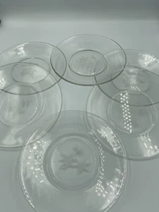 Vintage Arcoroc France Etched Floral Clear Glass Dessert Plates. Lot of 6. - Picture 1 of 5