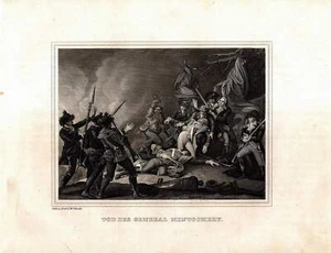 c1850 Batalla de Montgomery Quebec Guerra de Independencia de los Estados Unidos grabado en acero - Imagen 1 de 1