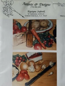 KRYSTYNA STEFANIK CHOP BLOCK AMAZING TROMPE L'OEIL STILL LIFE PAINTING PATTERN - Picture 1 of 6