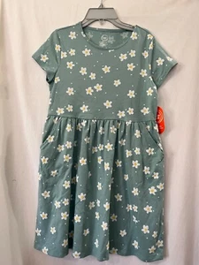 NWT Wonder Nation Floral Flowers Dress Girls Play With Pockets Green Many sizes - Picture 1 of 3