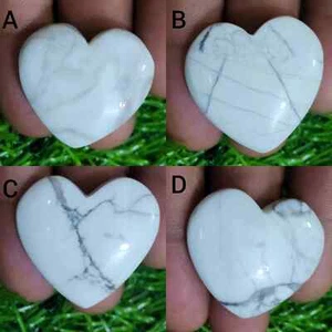 Beautiful White Howlite Heart Shape Cabochon Loose Gemstone Jewelry For Making - Picture 1 of 13