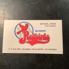Satchel Paige Card Vice President Springfield Cardinals Minor League Team