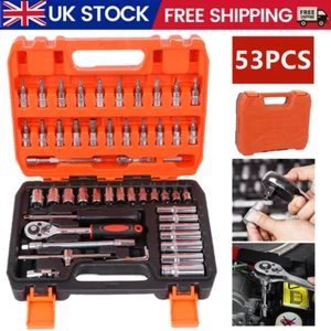 53Pcs/Set Flexible Socket Kit 1/4" Ratchet Wrench Drive Car Repairing Tools UK - Picture 1 of 14